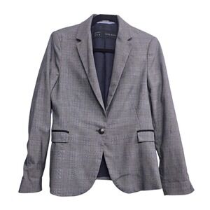 ZARA Basic Check Plaid Blazer M Workwear Office Core Academia preppy old money